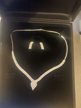 Elegant Leaf Motif Necklace & Earrings Set – Silver Tone